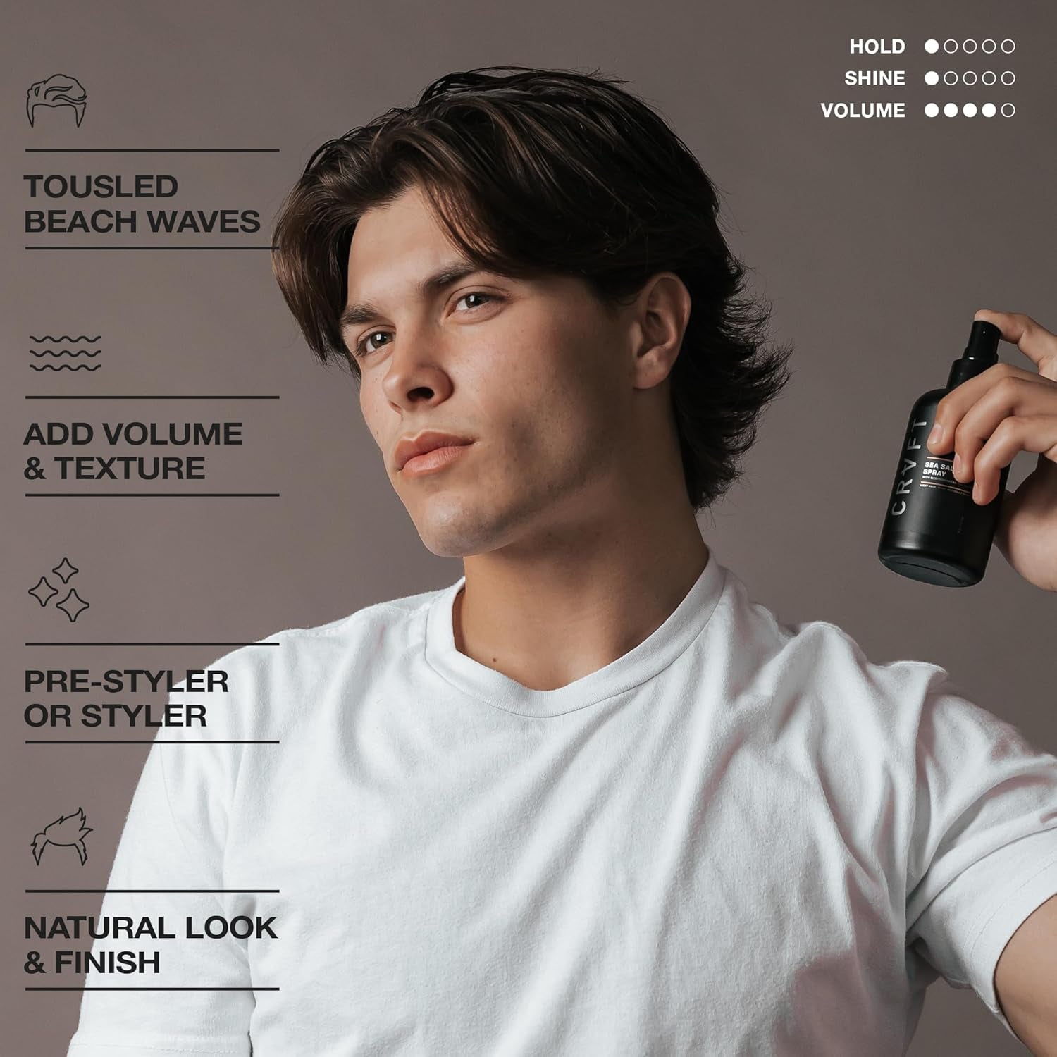 CRVFT Sea Salt Spray 6Oz | Light Hold/Natural Finish | Add Volume & Texture | Ideal for All Hair Types & Lengths | Men'S Texturizing Surf Spray | Made in the USA | Paraben & Sulfate Free [Scented]